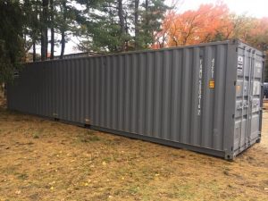 Image of a 40 foot steel container delivered to a yard