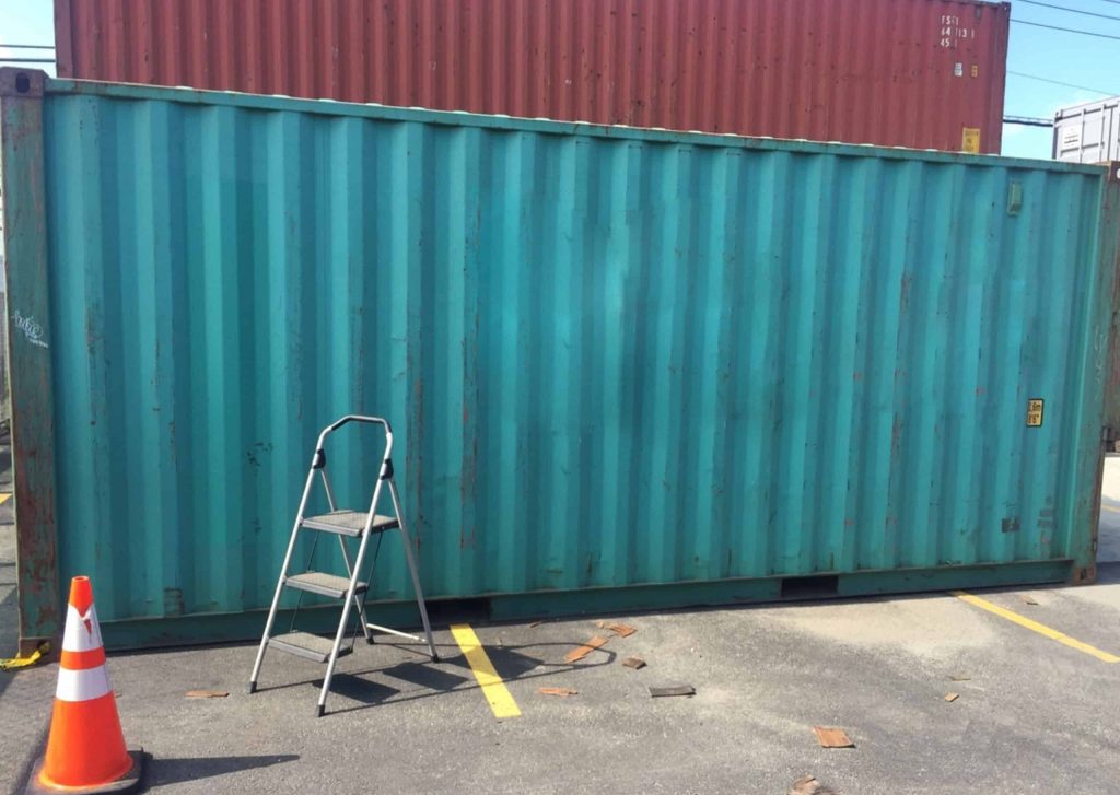 Image of a painted steel container modification