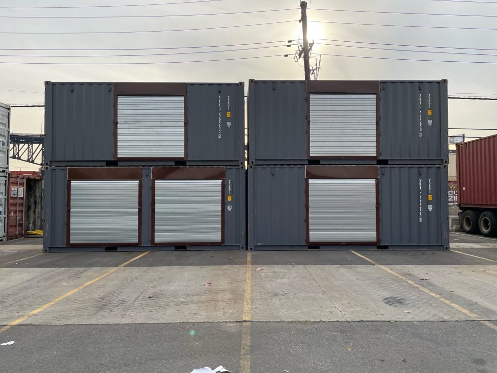 Image of rollup doors on shipping containers