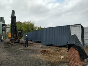 Image of storage containers on a construction site