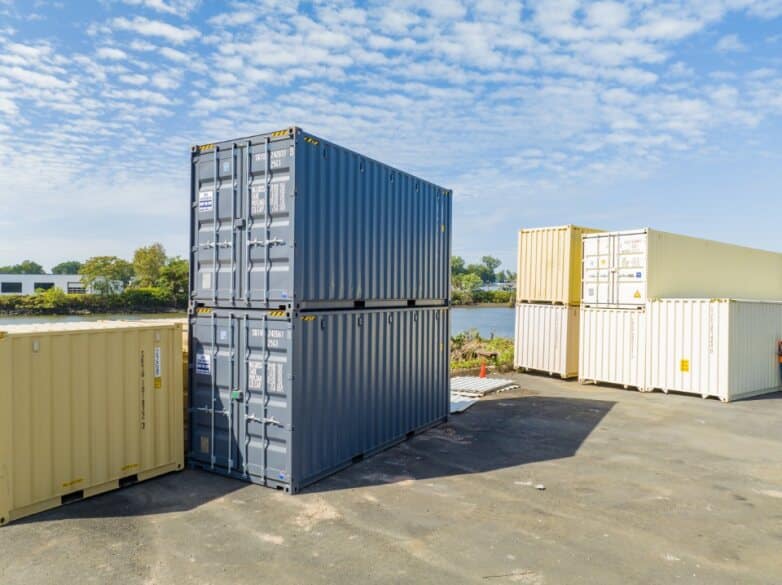 Storage containers on top of one another